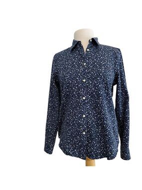 2/40$ Chaps non iron button down shirt  floral blue medium long sleeves cotton